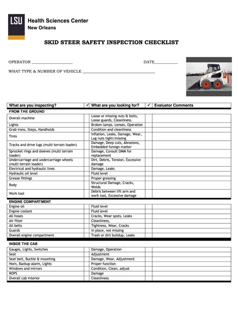 skid steer oinspection check list|bobcat inspection checklist pdf.